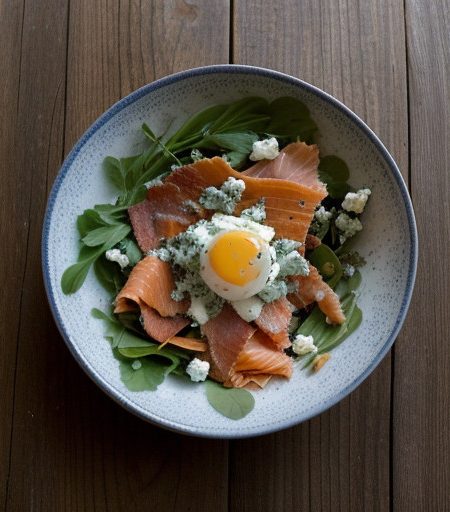 Smoked Salmon~ Crispy Bacon & Maytag Blue Cheese Salad recipe image