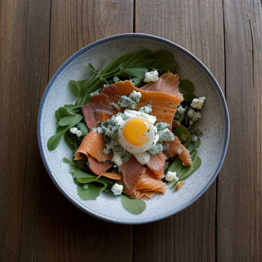 Smoked Salmon~ Crispy Bacon & Maytag Blue Cheese Salad recipe image