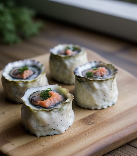 Smoked Salmon Rolls With Oysters recipe image