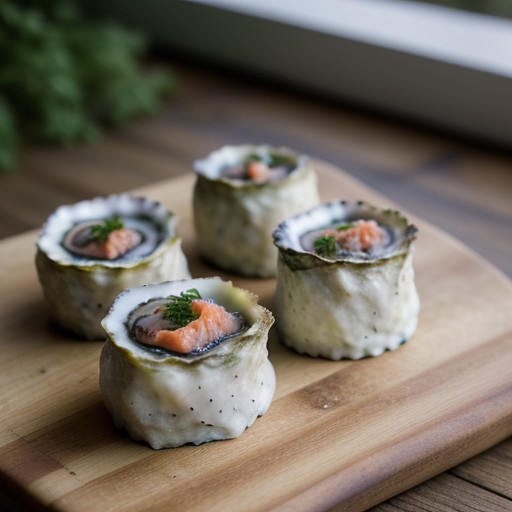 Smoked Salmon Rolls With Oysters recipe image
