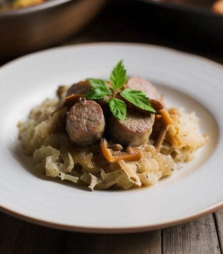 Smoked Sausage & Sauerkraut Casserole recipe image