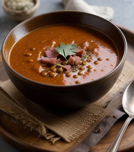 Smoky Tomato-Lentil Soup With Ham recipe image