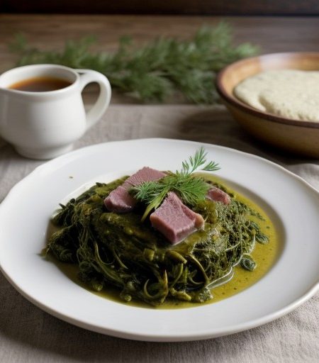 Smothered Greens With Ham Hock Gravy recipe image