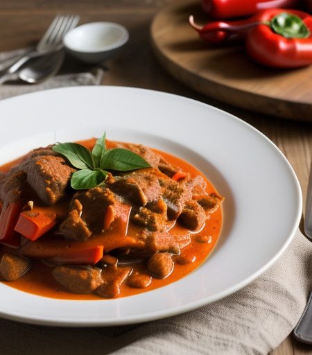 Smothered Red Peppers Paprikash (Russian Lech recipe image
