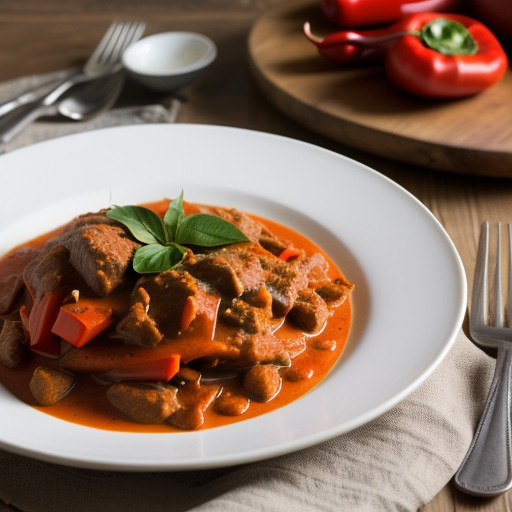 Smothered Red Peppers Paprikash (Russian Lech recipe image