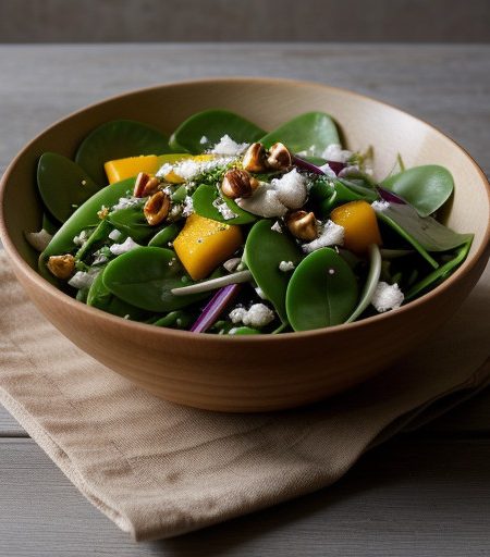 Snow Pea & Mango Salad With Hazelnuts recipe image