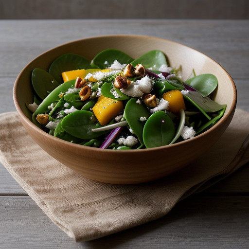 Snow Pea & Mango Salad With Hazelnuts recipe image