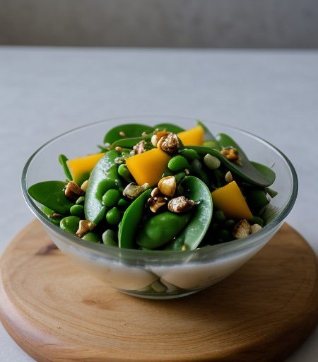 Snow Pea and Mango Salad With Hazelnuts recipe image