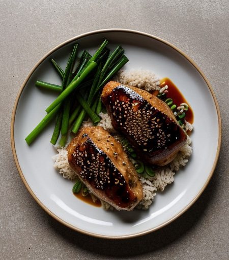 Soy Sesame Chicken With Oriental Vegetables recipe image