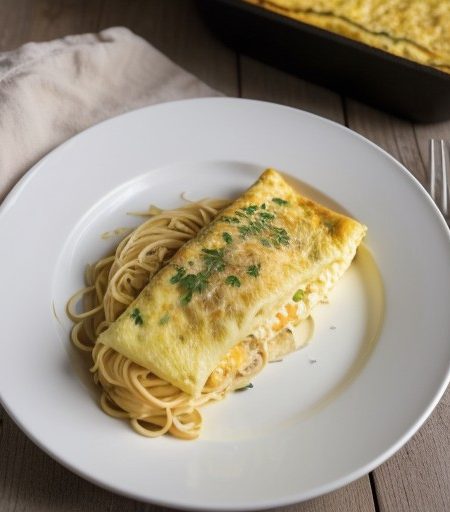 Spaghetti-Cheese Omelet recipe image