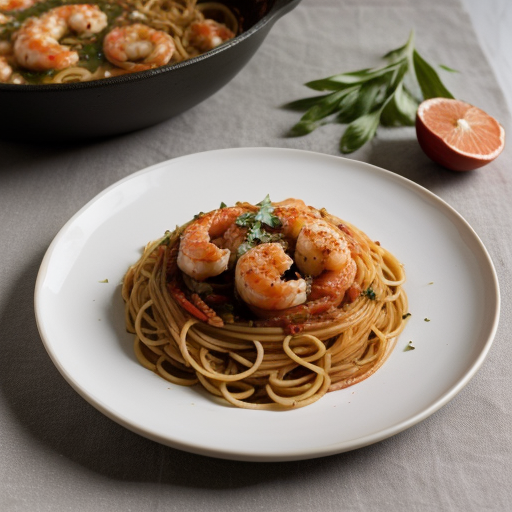 Spaghetti Con Salsa Di Gamberi E Basilico (Sh recipe image