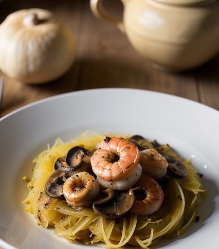 Spaghetti Squash With Mushrooms & Shrimp recipe image
