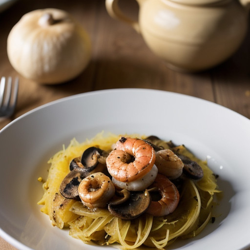 Spaghetti Squash With Mushrooms & Shrimp recipe image