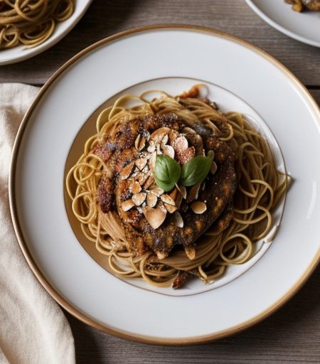 Spaghetti & Turkey With Almonds recipe image