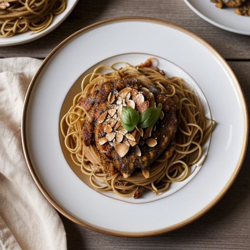 Spaghetti & Turkey With Almonds recipe image