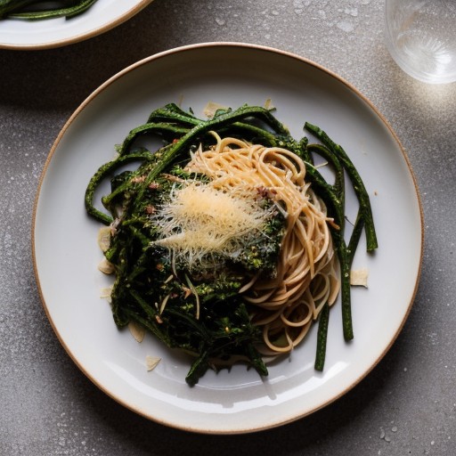 Spaghetti With Broccoli Rabe, Toasted Garlic, Parmesan An recipe image
