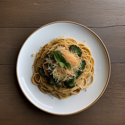 Spaghetti With CHPPD Brocccoli & Pignoli in B recipe image