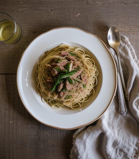 Spaghetti With CHPPD Brocccoli & Pignoli in BRND Garlic O recipe image