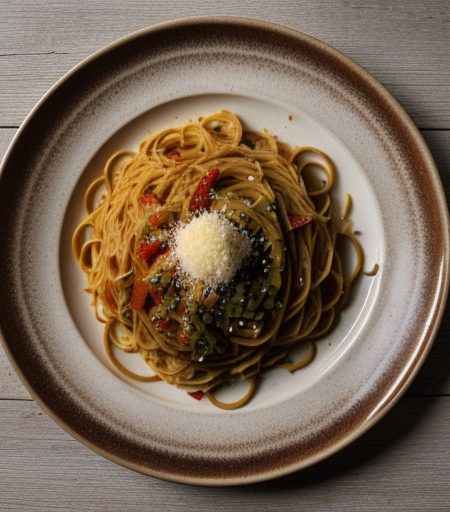 Spaghetti With Garlic-Oil-and Hot Peppers - House Beautif recipe image