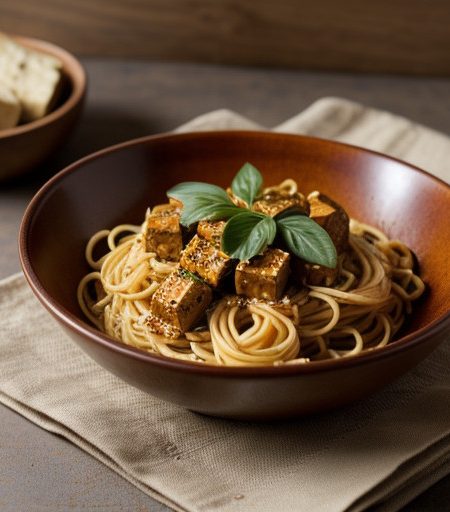 Spaghetti With Garlicky Tofu Sauce recipe image