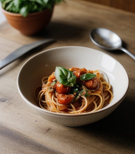 Spaghetti With Orange-Scented Tomato Sauce recipe image
