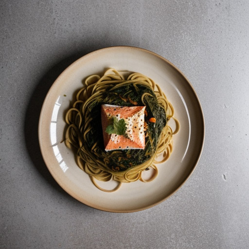 Spaghetti With Salmon & Sorrel (Or Spinach recipe image