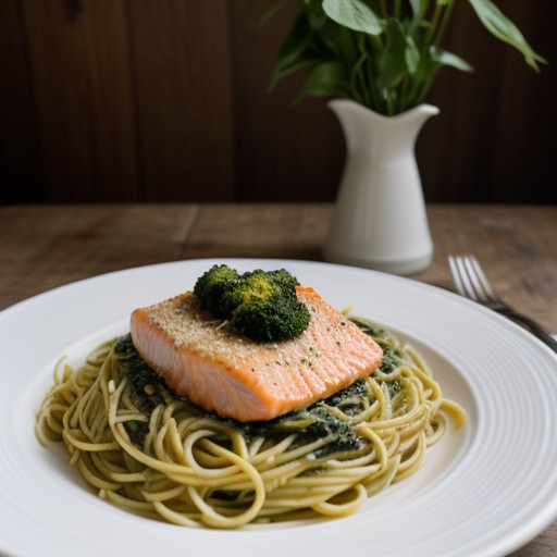 Spaghetti With Salmon and Sorrel (Or Spinach recipe image