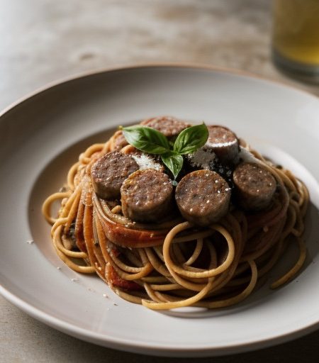 Spaghetti With Sausage and Peppers recipe image
