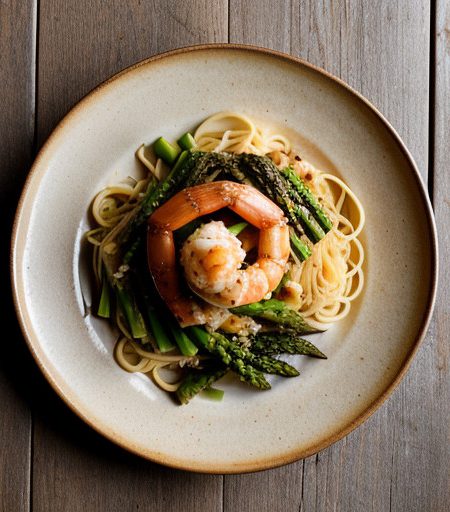 Spaghetti With Shrimp & Asparagus recipe image