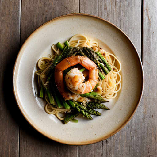 Spaghetti With Shrimp & Asparagus recipe image