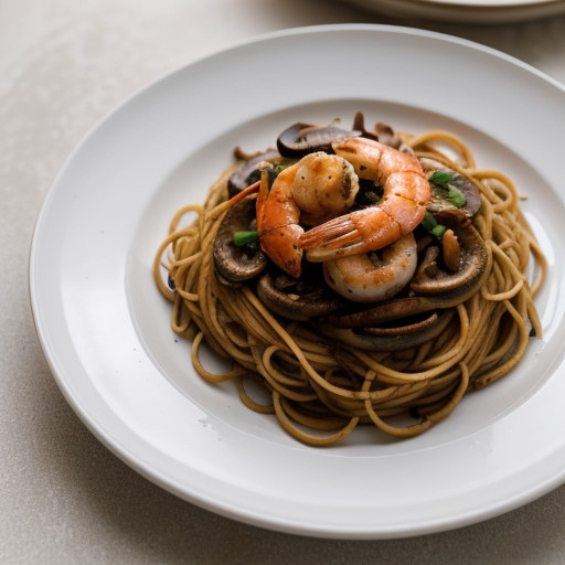 Spaghetti With Shrimp & Mushrooms recipe image
