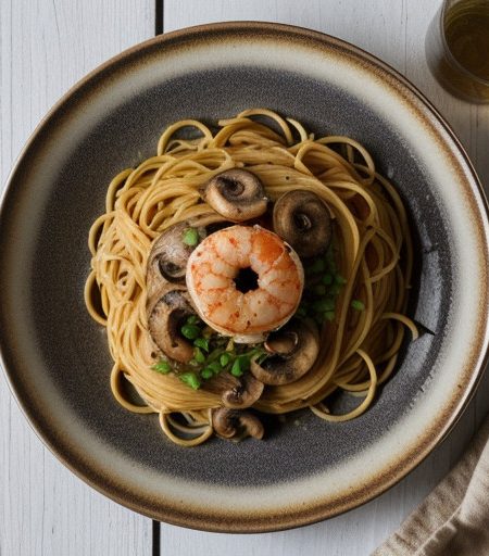 Spaghetti With Shrimp and Mushrooms recipe image