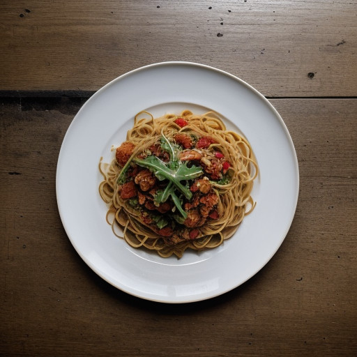 Spaghetti With Tomatoes & Arugula recipe image
