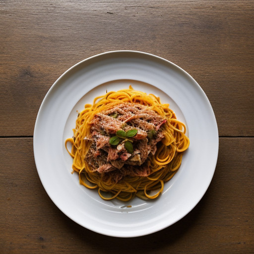 Spaghetti With Tuna and Sweet Peppers+ recipe image