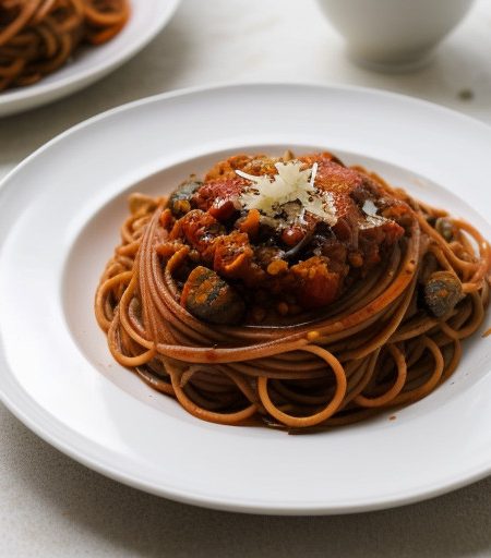 Spaghetti With Vegetarian Bolognaise recipe image