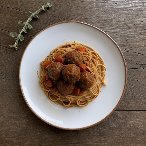 Spaghetti With Vegetarian Meat Balls recipe image