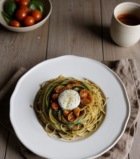 Spaghettini With Dried Ttomatoes & Zucchini recipe image