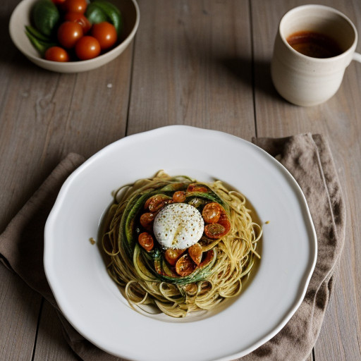 Spaghettini With Dried Ttomatoes & Zucchini recipe image