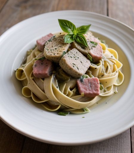 Spam Fettuccini Primavera recipe image