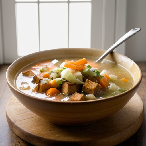 Spam Vegetable Soup With Cheese-Topped Croutons recipe image