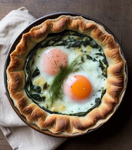 Spanakopitta Me Avga (Spinach Pie W/Eggs recipe image