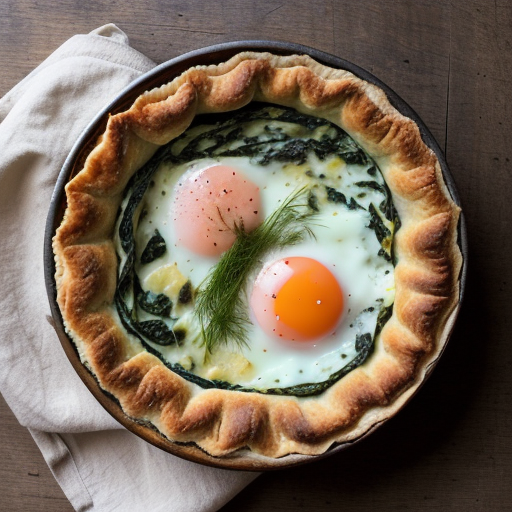 Spanakopitta Me Avga (Spinach Pie W/Eggs recipe image