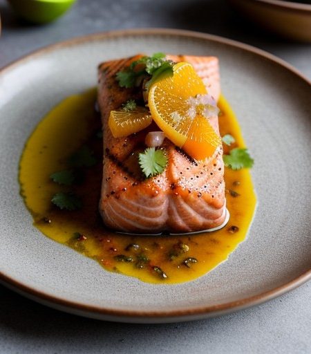 Spice-Crusted Salmon With Lime-Orange Salsa recipe image