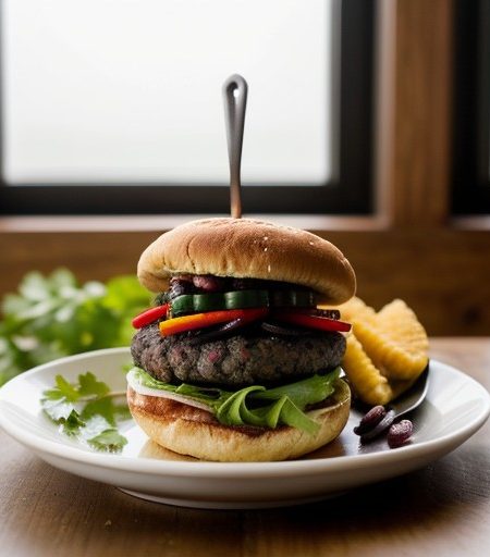 Spicy Black Bean Burgers With Cranrerry Ginger Relish recipe image