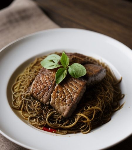 Spicy Broiled Pork on a Bed of Vermicelli recipe image