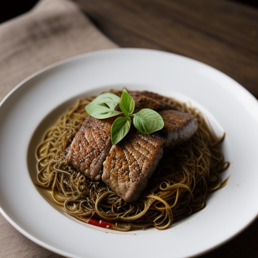 Spicy Broiled Pork on a Bed of Vermicelli recipe image