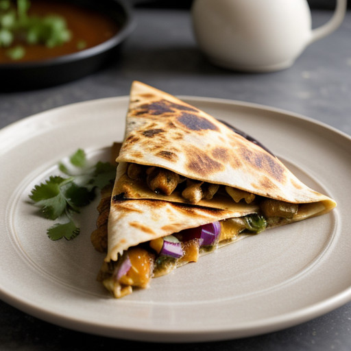 Spicy Chicken~ Eggplant & Red Onion Quesadillas - Mesa Gr recipe image
