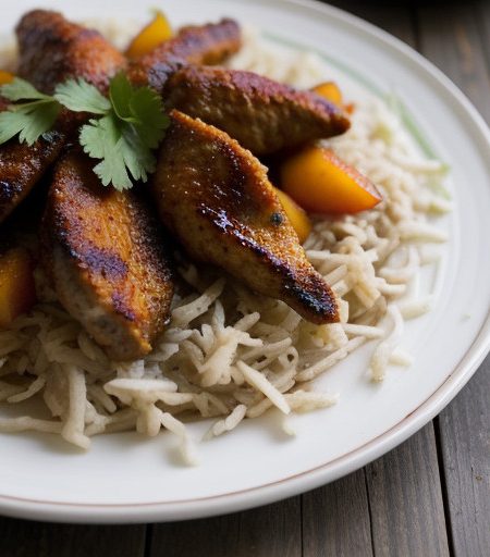 Spicy Chicken With Peach Chutney recipe image