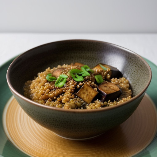 Spicy Eggplant-Miso Saute With Bulgur recipe image