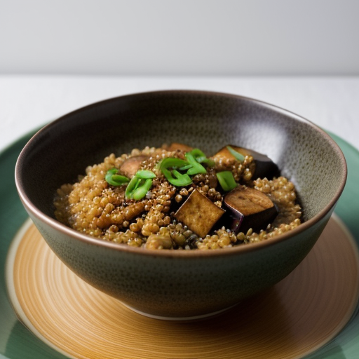 Spicy Eggplant-Miso Saute With Bulgur recipe image